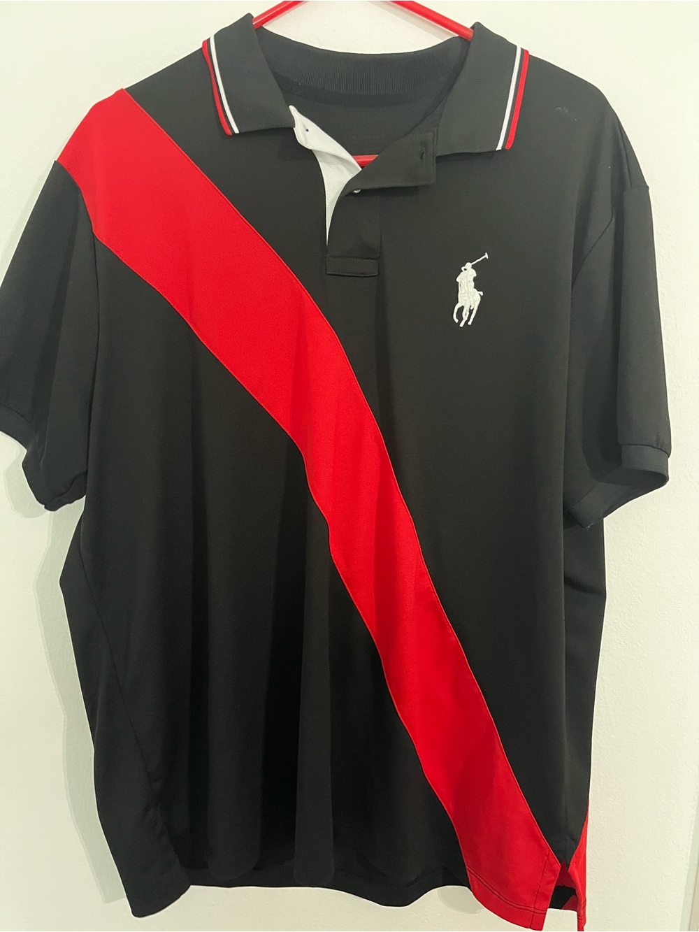 Polo by Ralph Lauren Black Polo with Red Diagonal Stripe